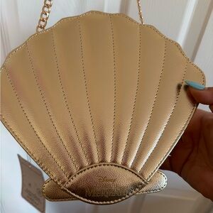Disney Gold Seashell Clutch with Chain